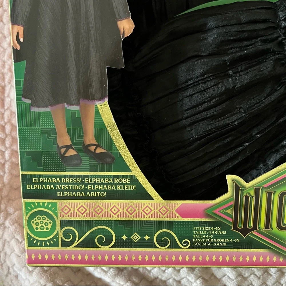 Wicked Elphaba Witch Costume dress for Kids NEW - Black dress cape hat